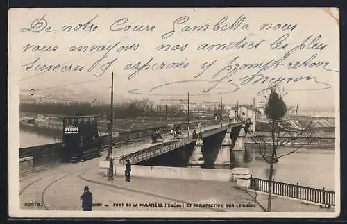 AK Lyon, Pont de la Mulatière et tramway sur le Rhône