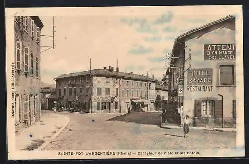 AK Sainte-Foy-l`Argentière, Carrefour de l`Isle et les hôtels