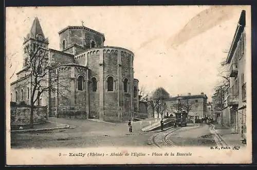 AK Écully, Abside de l`Église, Place de la Bascule