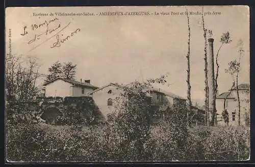 AK Ambérieux-d`Azergues, Le vieux pont et le moulin près Anse