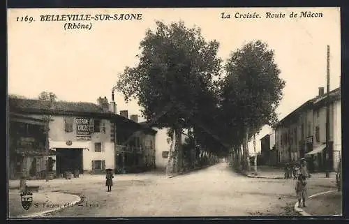 AK Belleville-sur-Saône, La Croisée, Route de Mâcon