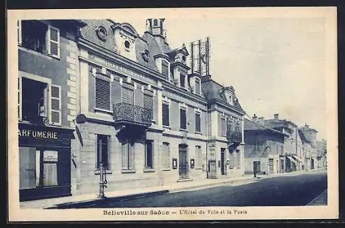 AK Belleville-sur-Saône, L`Hôtel de Ville et la Poste