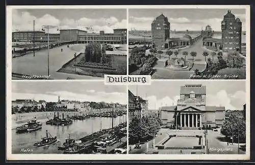 AK Duisburg, Hauptbahnhof, Admiral-Scheer-Brücke, Königsplatz