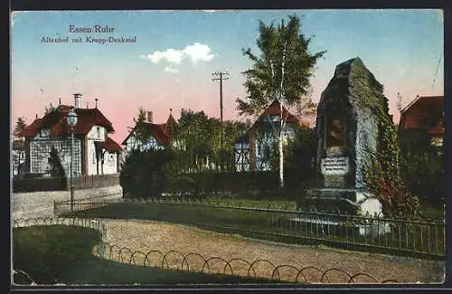 AK Essen / Ruhr, Krupp-Denkmal in der Siedlung Altenhof