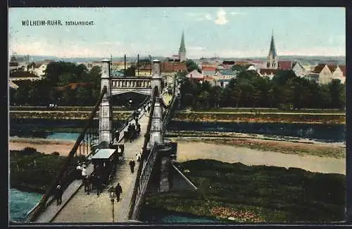 AK Mülheim a. Ruhr, Ortsansicht mit Brücke aus der Vogelschau