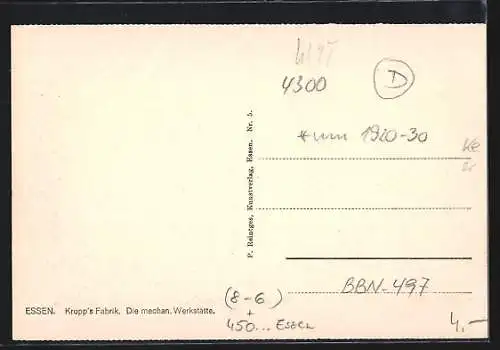 AK Essen, Fabrik Krupp, Mechanische Werkstätte, Innenansicht