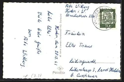 AK Herten /Westf., Zeche Schlägel und Eisen, Rathaus, Schloss, Partie an der Feldhege