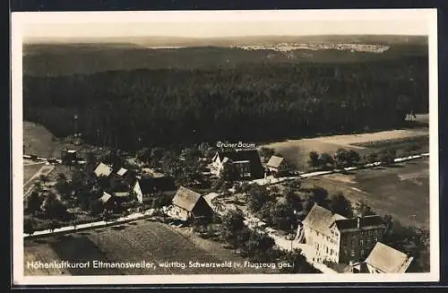 AK Ettmannsweiler /württbg. Schwarzwald, Pension Grüner Baum v. Chr. Faisst, Fliegeraufnahme