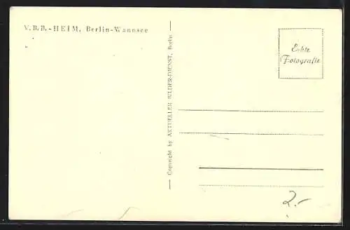 AK Berlin-Wannsee, Aussenansicht V.B.B.-Heim mit Anlage