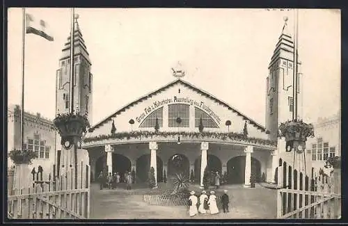 AK Hamburg, Intern. Fach- und Culturhist. Ausstellung für das Fleischergewerbe 1907, Hauptportal