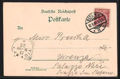 Lithographie Berlin, Gewerbe-Ausstellung 1896, Gebäude für Chemie und Photographie, Pavillon der Stadt Berlin
