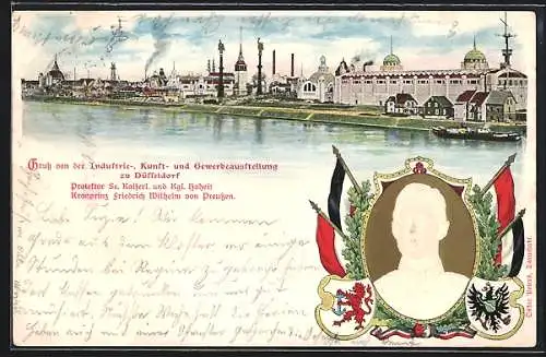 AK Düsseldorf, Industrie-, Kunst- & Gewerbeausstellung, Prägung Kronprinz Fried. Wilhelm