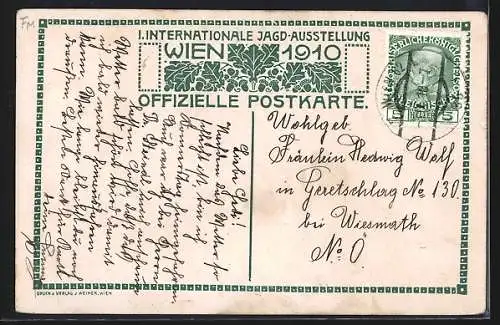 Künstler-AK Alfred Gerstenbrand: Wien, I. Internat. Jagdausstellung 1910, Pavillon Schweden