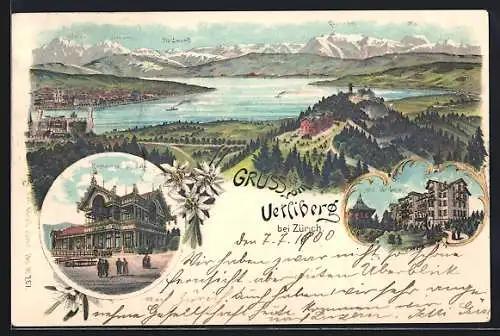 Lithographie Zürich, Restaurant Uto Kulm, Hotel Vetliberg, Uetliberg