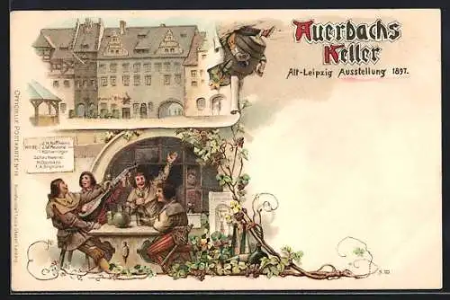 Lithographie Leipzig, Ausstellung 1897, Auerbachs Keller