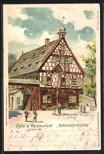 Lithographie Pirkenhammer, Café und Restaurant Schützenmühle