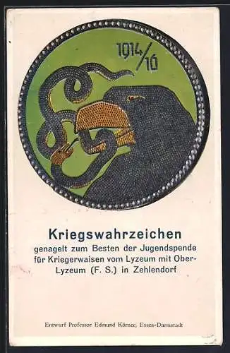 AK Zehlendorf, Kriegswahrzeichen, genagelt zum Besten der Jugendspende für Kriegerwaisen vom Lyzeum