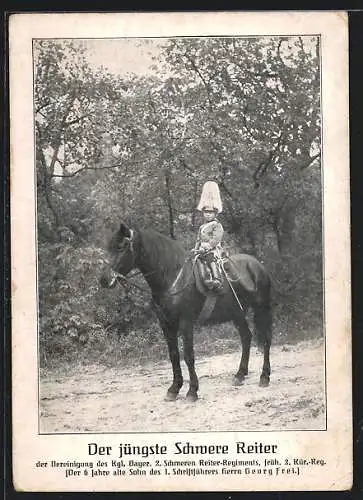 AK 6-jähriger Sohn des 1. Schriftführers Georg Frei des Kgl. Bayer. 2. Schweren Reiter-Regiments in Uniform