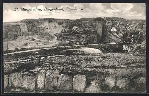 AK St. Margarethen /Burgenland, Blick auf den Steinbruch