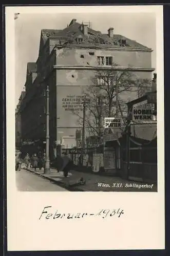 AK Wien, Februaraufstand 1934, Zerstörter Schlingerhof