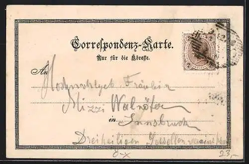Lithographie Innsbruck, Mühlau, Gasthaus Dollinger v. Anton Prantl, Ortsansicht