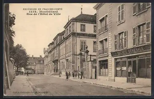 AK Montbéliard, Rue de l`Hôtel de Ville, Strassenpartie