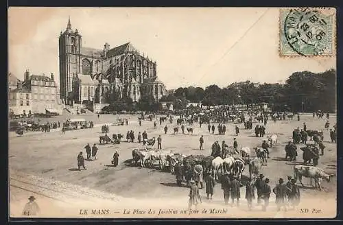 AK Le Mans, la place des Jacobins, un jour de marché