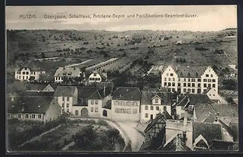 AK Mutzig, Obergasse, Schulhaus, Artillerie-Depot