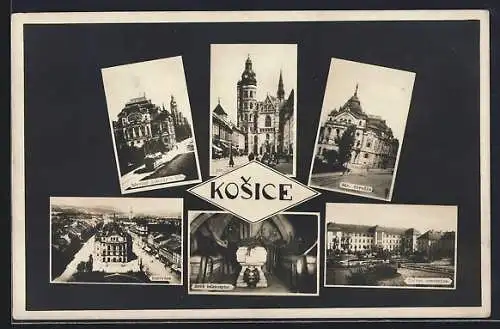 AK Kosice, Markt mit Rathaus, Kirche