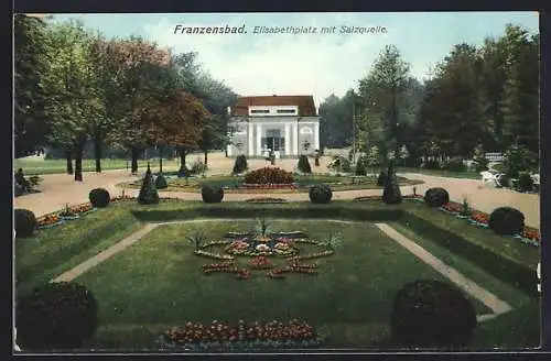 AK Franzensbad, Elisabethplatz mit Salzquelle