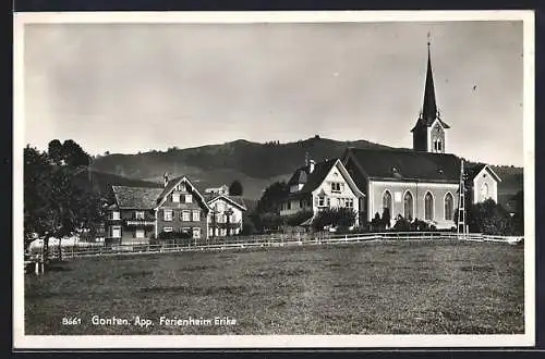 AK Gonten /App., Ferienheim Erika mit Kirche