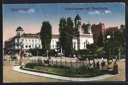 AK Bucarest, Victoriastrasse mit Ziatarikirche