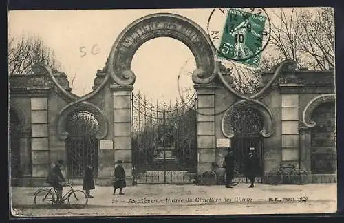 AK Asnières, Entrée du Cimetière des Chiens, Eingang zum Hundefriedhof