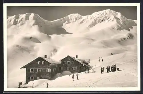 AK Schwarzwasserhütte im Kleinwalsertal, Blick zum Grünhorn