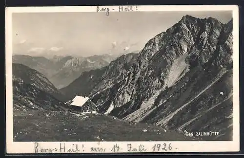 AK Zalimhütte, Panorama mit Talblick