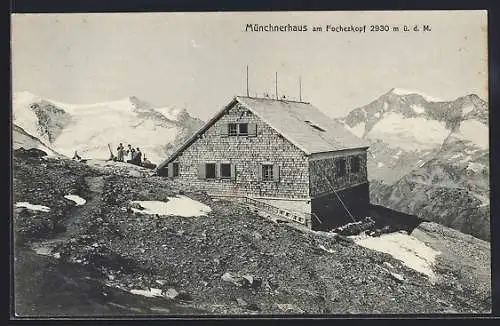 AK Münchnerhaus am Fochezkopf, Ansicht vom Hang aus