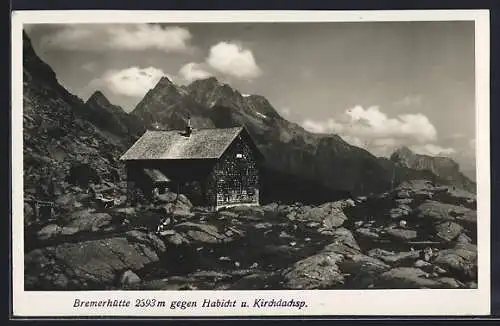 AK Bremerhütte, Ansicht gegen Habicht und Kirchdachsp.