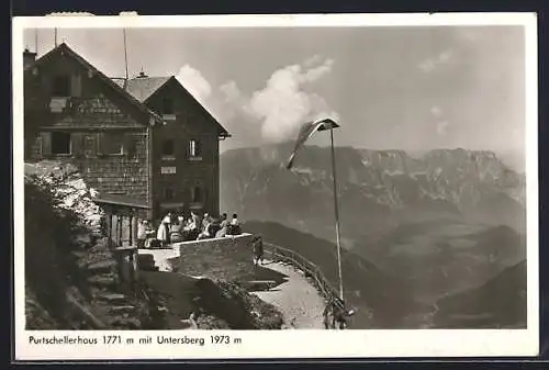 AK Purtschellerhaus, Ansicht mit Untersberg