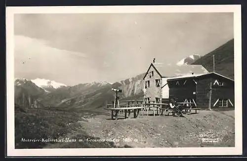 AK Matreier-Kalsertörl-Haus, Ansicht mit Grossvenediger