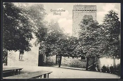 AK Georgshöhe /Harz, Burg mit Ausflüglern