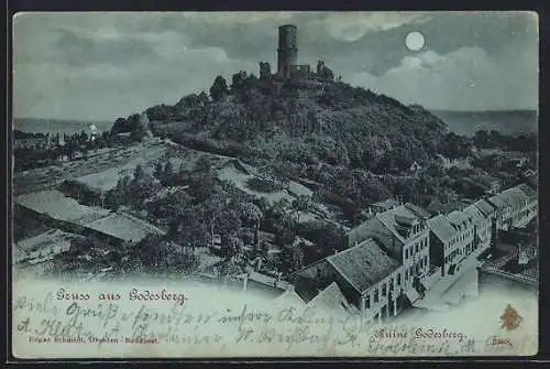 Mondschein-AK Godesberg, Ruine Godesberg