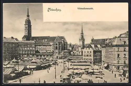 AK München, Viktualienmarkt mit Kirche