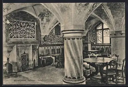 AK München, Gasthaus Rathaus-Keller, Innenansicht