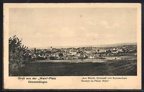 AK Gimmeldingen /Pfalz, Teilansicht mit Baum