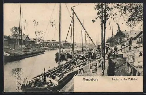 AK Magdeburg, Schiffe am Hafen der Zollelbe