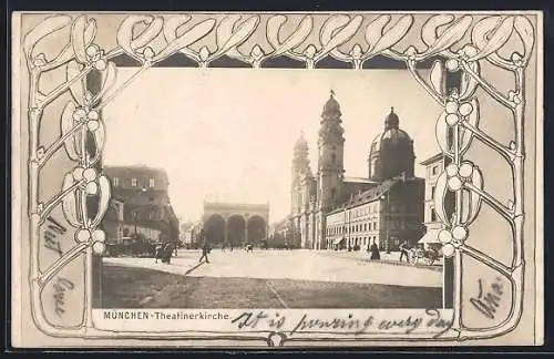 AK München, Partie an der Theatinerkirche