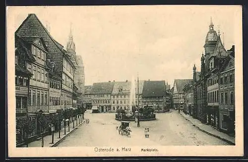 AK Osterode a. Harz, Marktplatz mit Brunnen