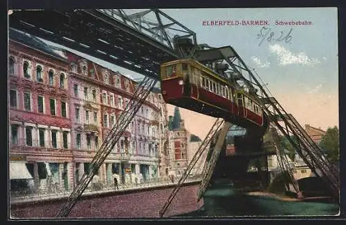 AK Elberfeld-Barmen, Blick auf die Schwebebahn