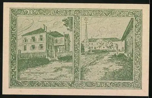 Notgeld Holzhausen 1920, 20 Heller, Porträt, Kirche, Gebäudeansichten, Gutscheintext