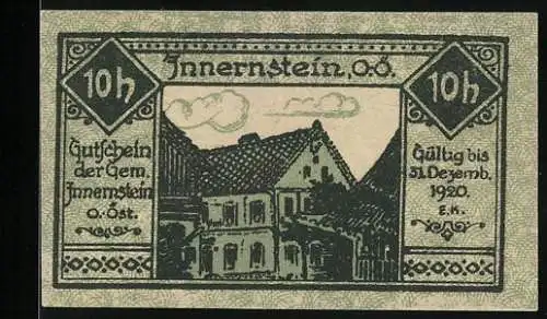 Notgeld Innernstein 1920, 10 Heller, Gebäude und Wolken, Gültigkeit bis 31. Dezember 1920